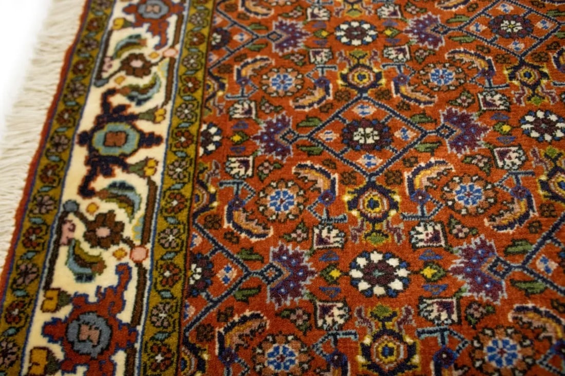 Vintage Orange Floral 4X5 Bidjar Persian Oriental Rug - 11
