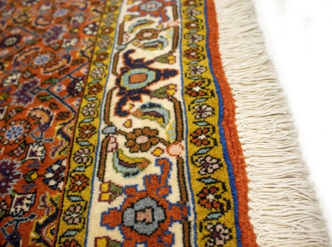 Vintage Orange Floral 4X5 Bidjar Persian Oriental Rug - 12