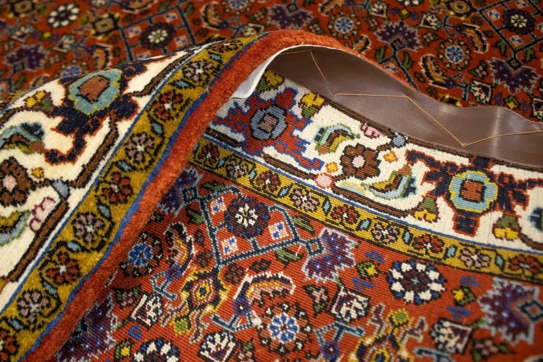 Vintage Orange Floral 4X5 Bidjar Persian Oriental Rug - 17