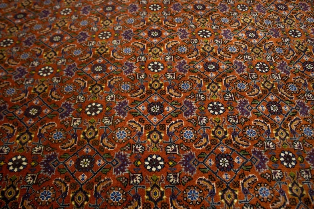 Vintage Orange Floral 4X5 Bidjar Persian Oriental Rug - 7