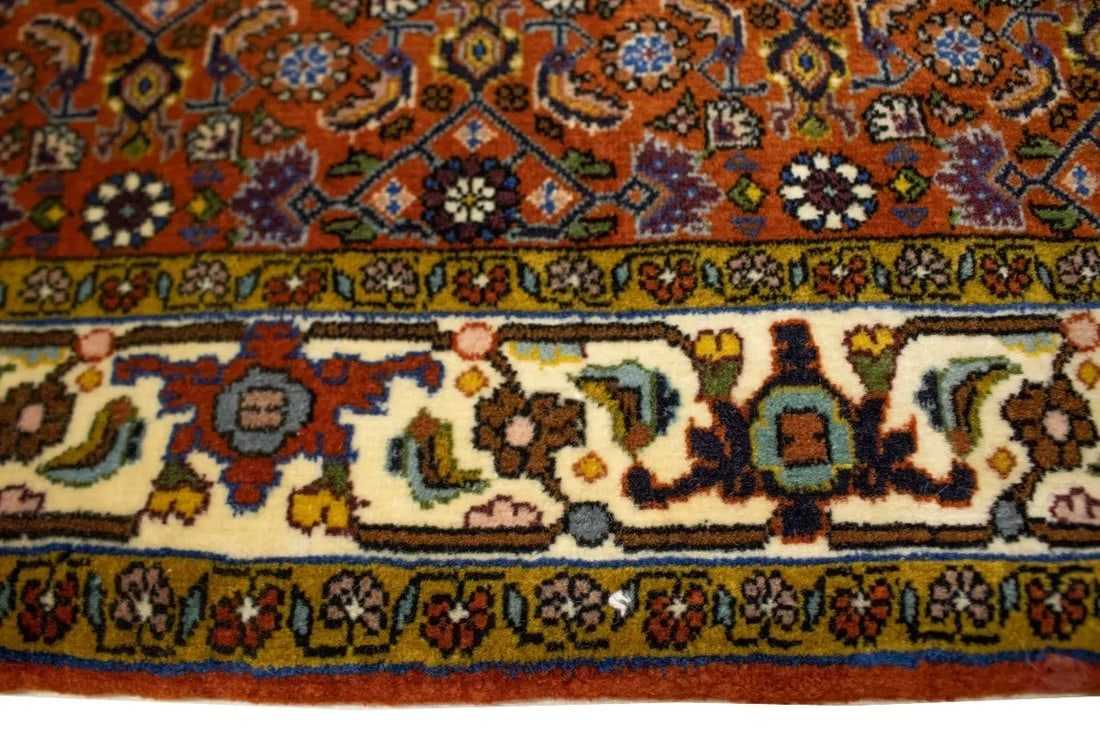 Vintage Orange Floral 4X5 Bidjar Persian Oriental Rug - 8