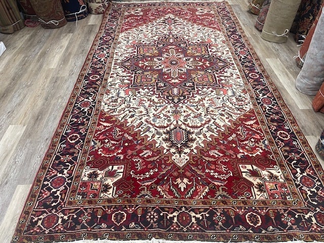 Vintage Persian Gallery size Heriz rug-5354: Title:Vintage Persian Gallery size Heriz rug-5354 Description:Charming vintage Gallery size Persian Heriz rug from northhwest Persia, size 6 ft. 8 inches by 13 ft. 3 inches, circa 1960 in excellent co