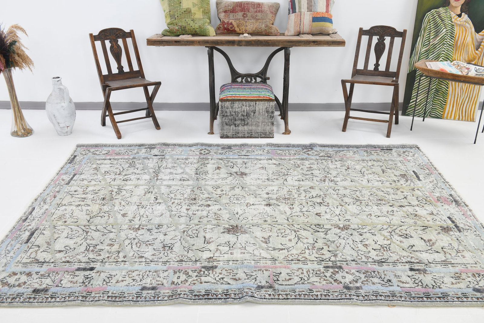 6'0'' x 9'0'' Handmade Vintage Wool Rug - 23321 - 2