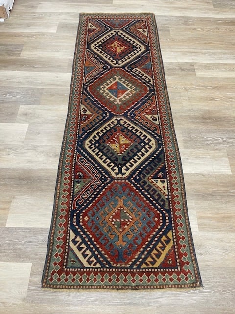 Antique Kazak caucasian Runner-5362: Title:Antique Kazak caucasian Runner-5362 Description:Beautiful antique kazak caucasian rug from southwest persia, size 2 ft. 2 inches by 6 ft. 10 inches, circa late 19th century, in good condition wi