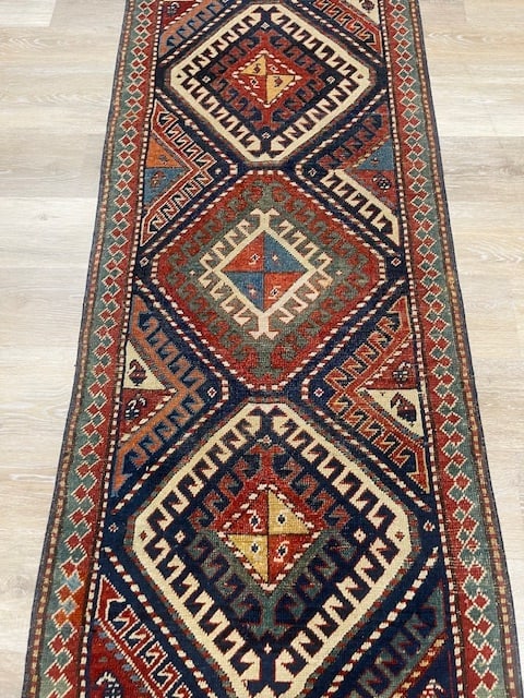 Antique Kazak caucasian Runner-5362 - 3