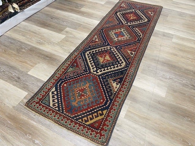 Antique Kazak caucasian Runner-5362 - 5