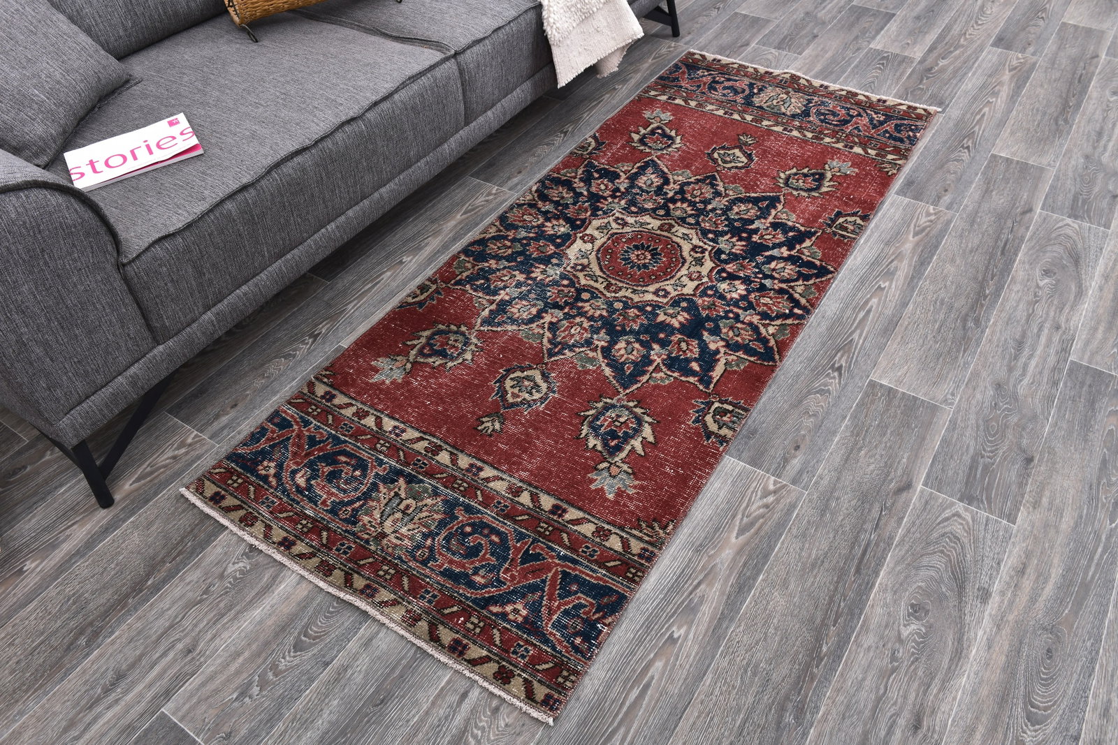2'7'' x 6'9'' Turkish Vintage Runner Rug - 243964 - 2