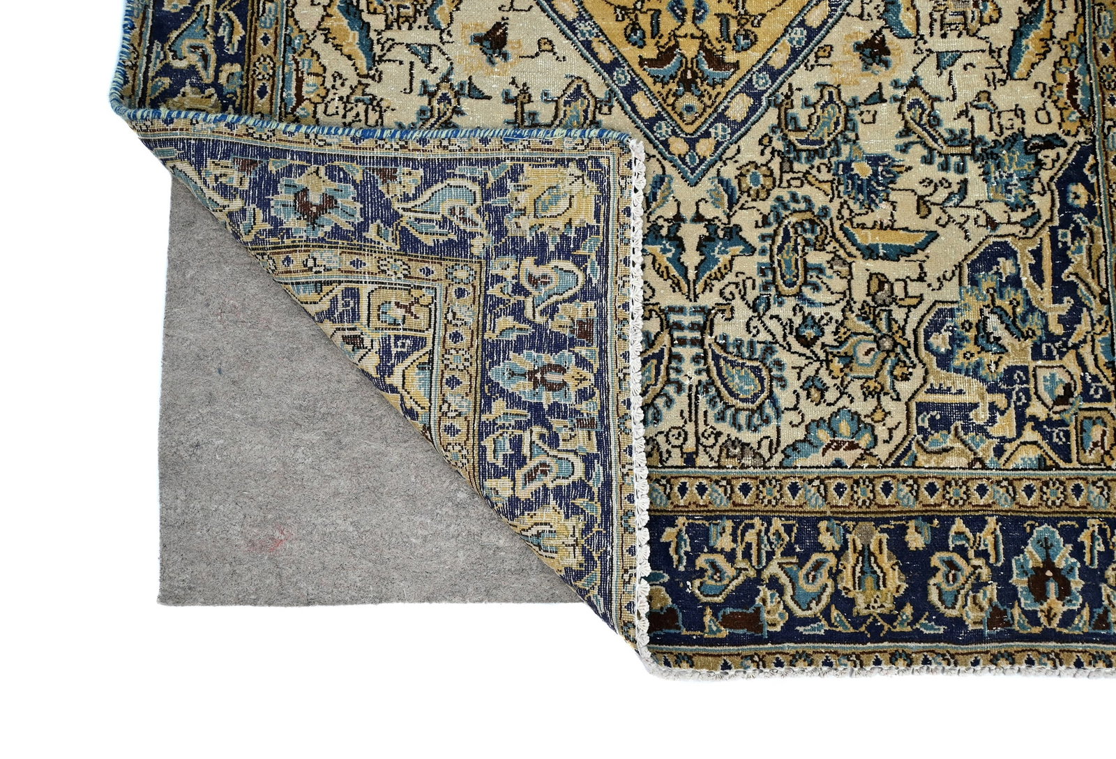 Semi Antique Cream Floral 3X6 Distressed Vintage Oriental Rug - 13