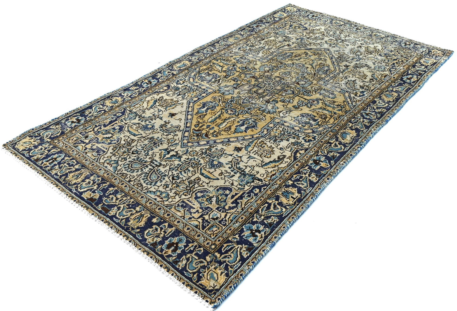Semi Antique Cream Floral 3X6 Distressed Vintage Oriental Rug - 4