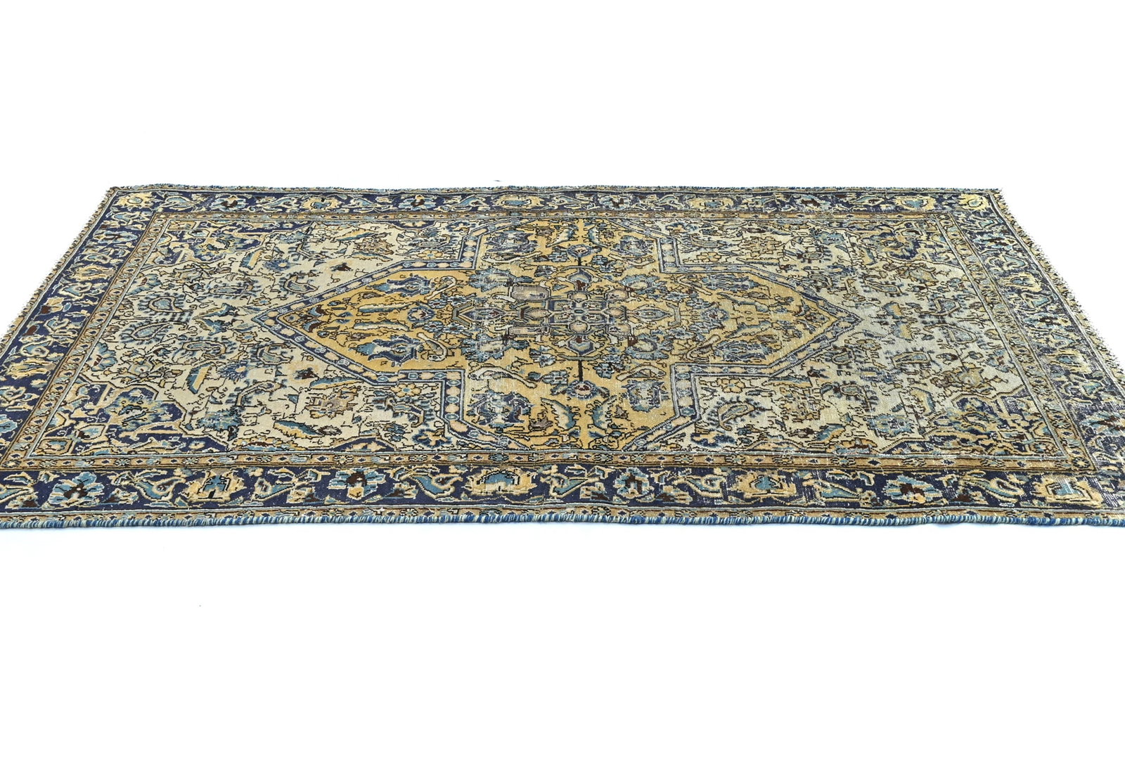 Semi Antique Cream Floral 3X6 Distressed Vintage Oriental Rug - 5