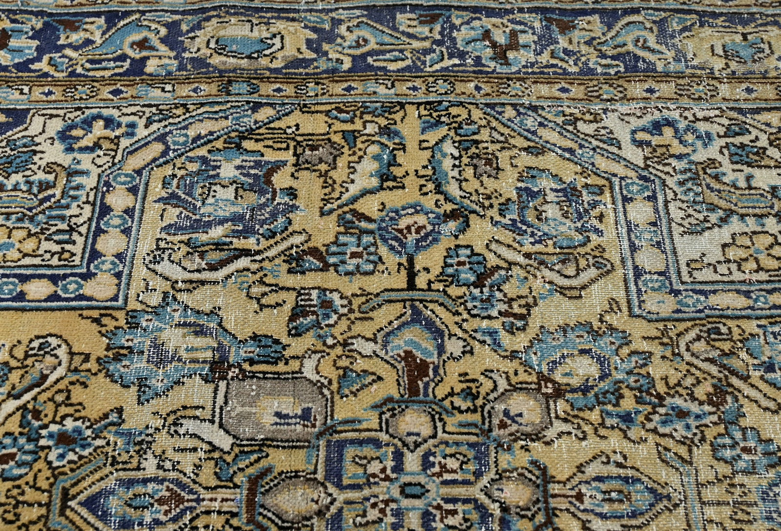Semi Antique Cream Floral 3X6 Distressed Vintage Oriental Rug - 8