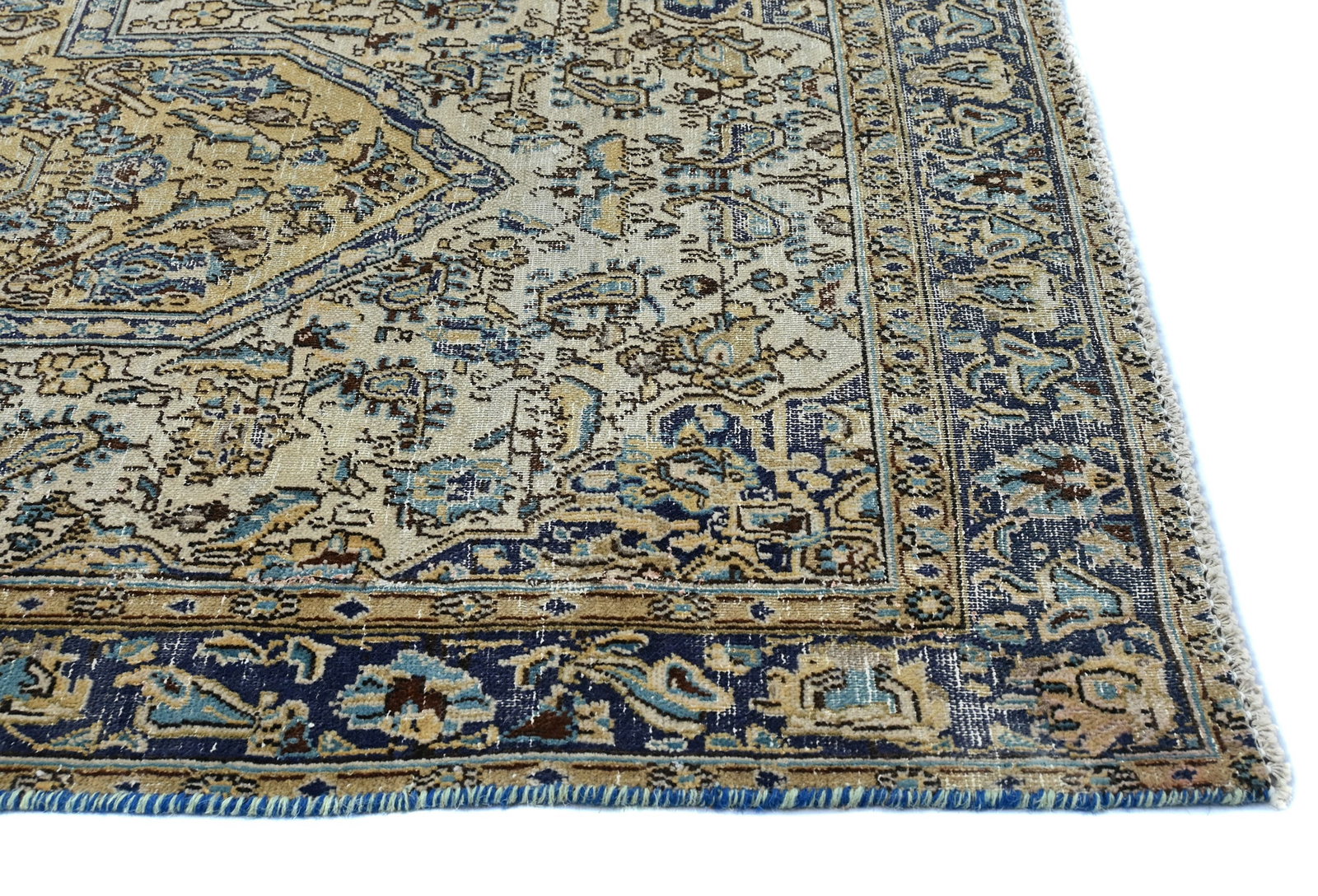 Semi Antique Cream Floral 3X6 Distressed Vintage Oriental Rug - 9