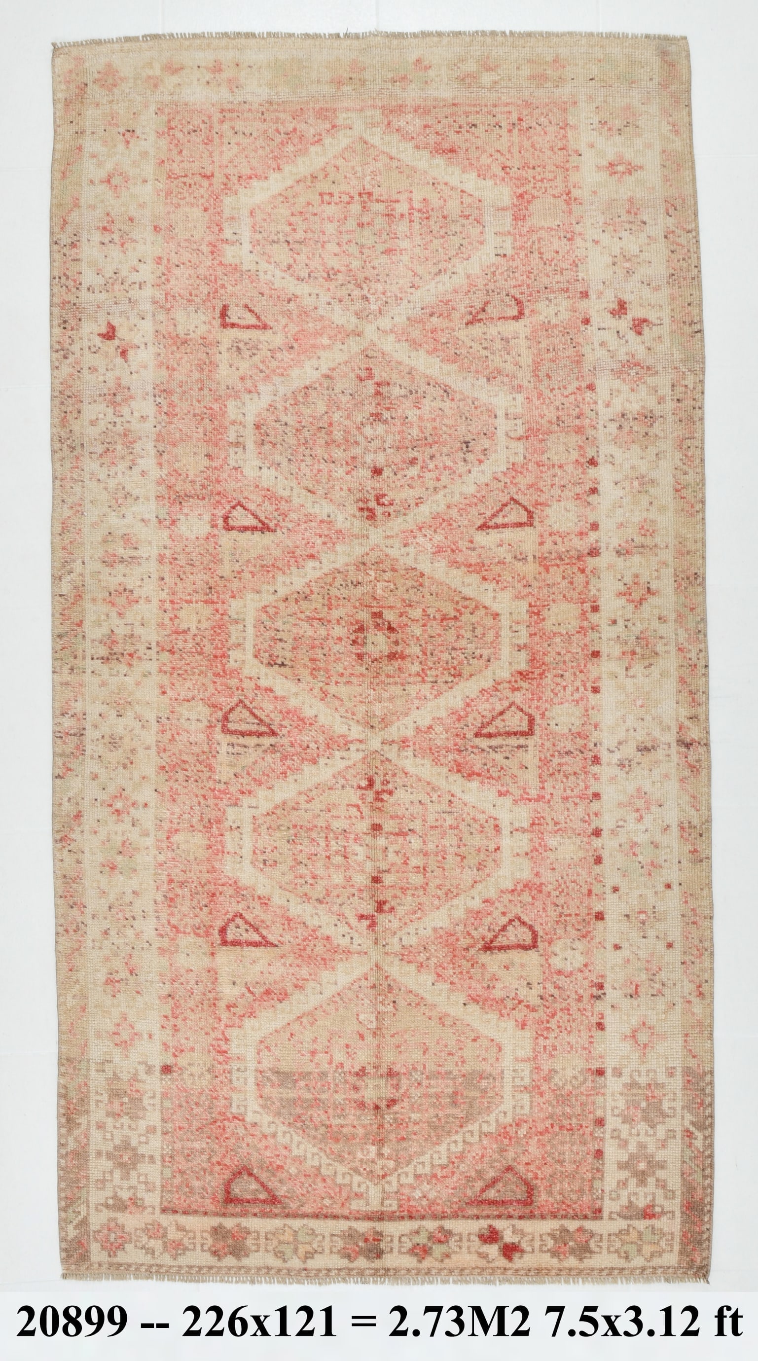 3'11'' x 7'4'' Unique Handmade Vintage Rug - 20899 (1 of 20)