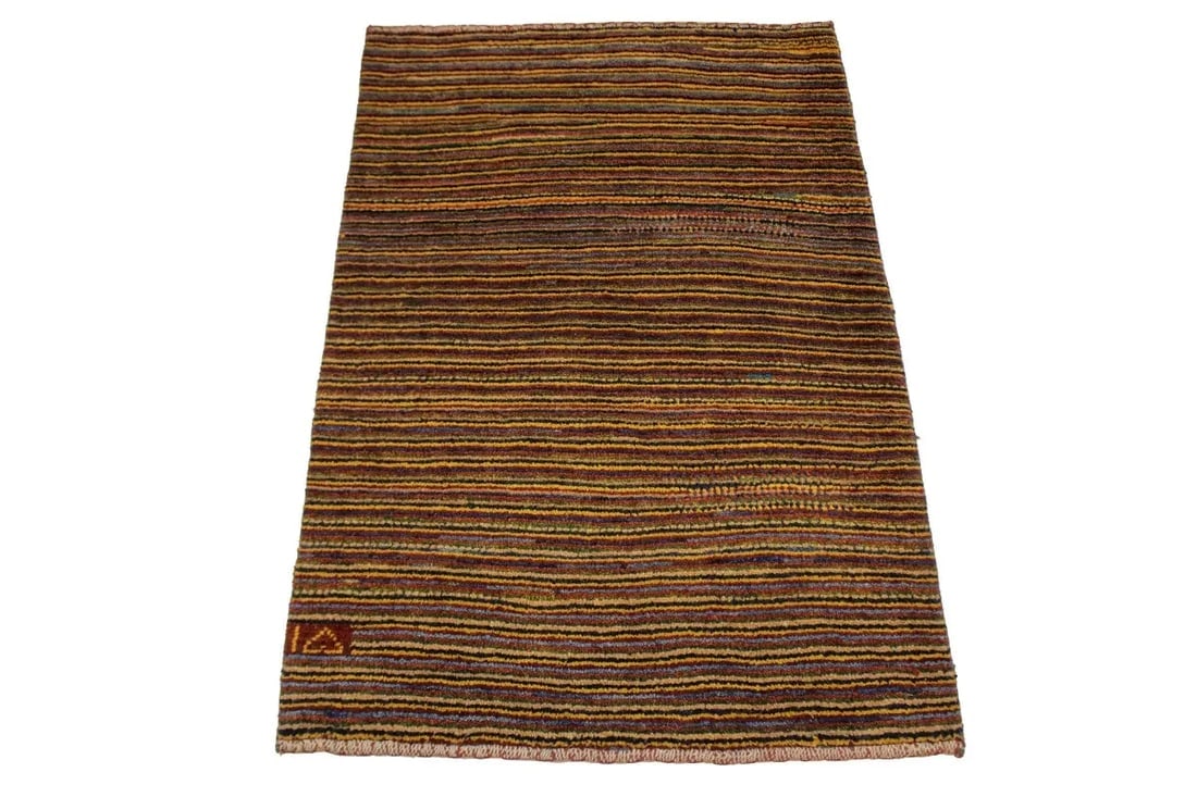 Vintage Multicolored Stripes Tribal 3X4 Gabbeh Persian Rug - 10