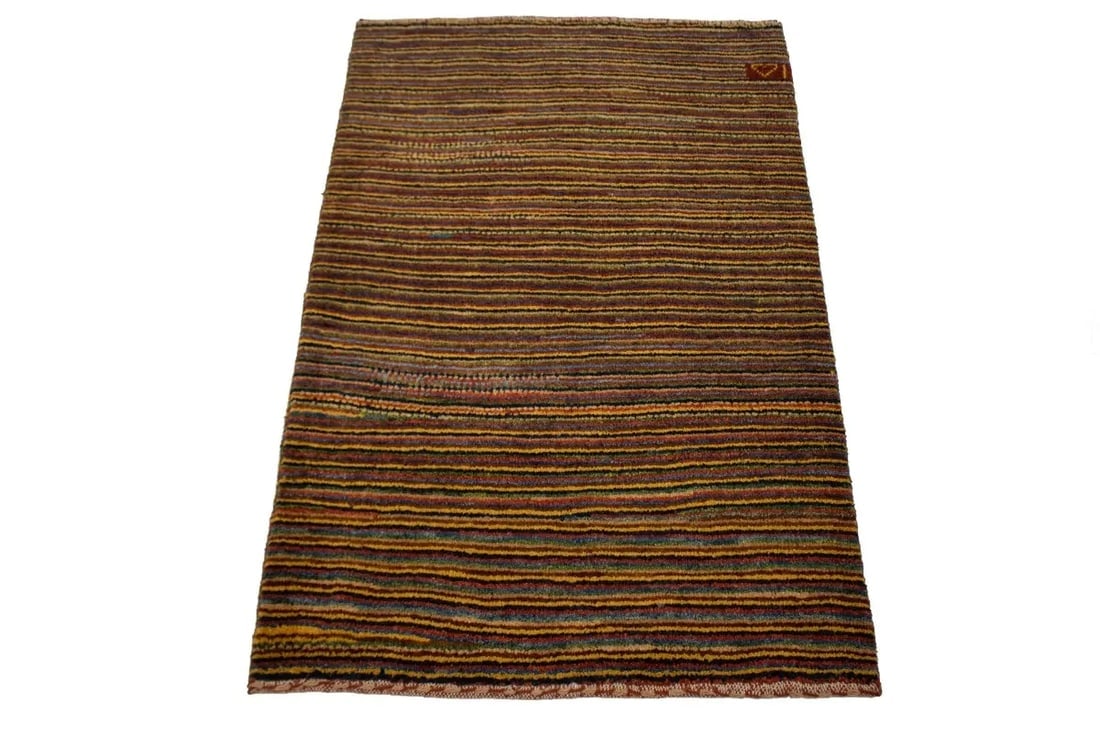 Vintage Multicolored Stripes Tribal 3X4 Gabbeh Persian Rug - 2