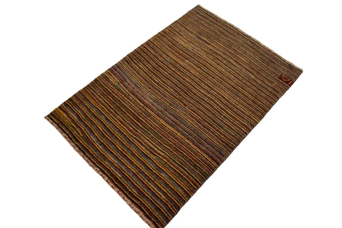Vintage Multicolored Stripes Tribal 3X4 Gabbeh Persian Rug - 3
