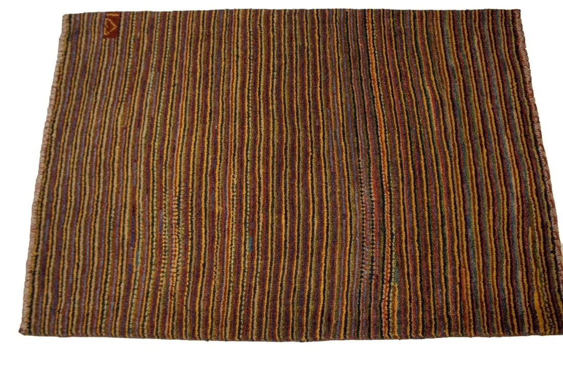 Vintage Multicolored Stripes Tribal 3X4 Gabbeh Persian Rug - 5