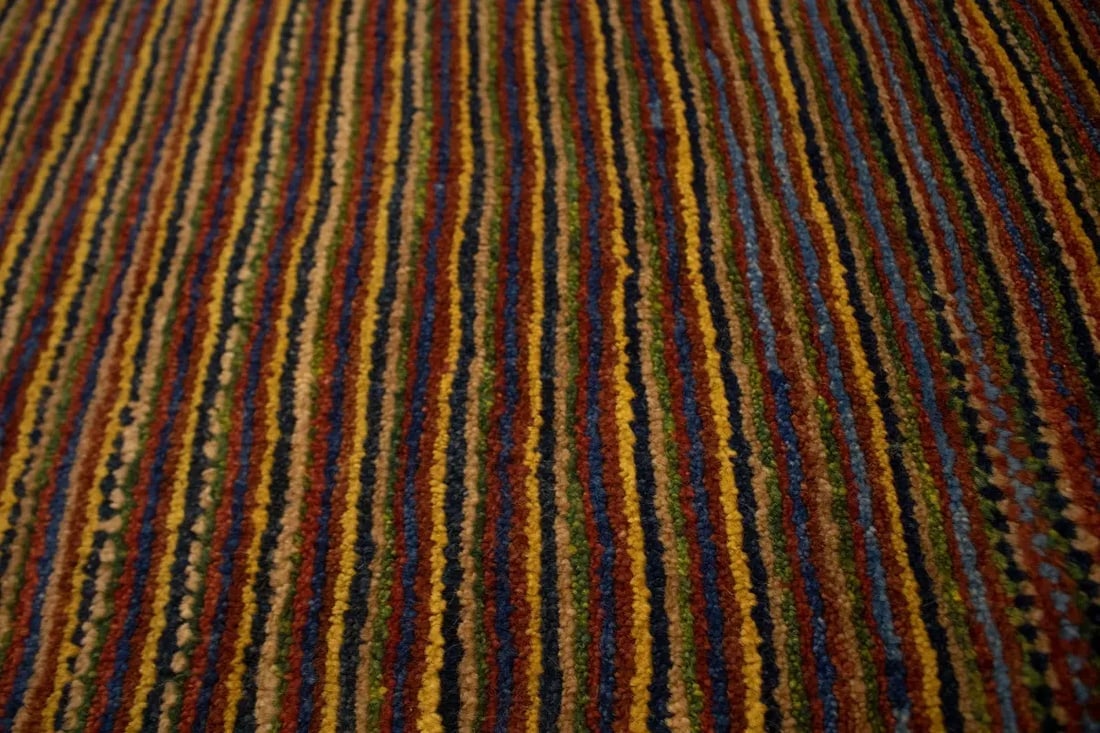 Vintage Multicolored Stripes Tribal 3X4 Gabbeh Persian Rug - 6