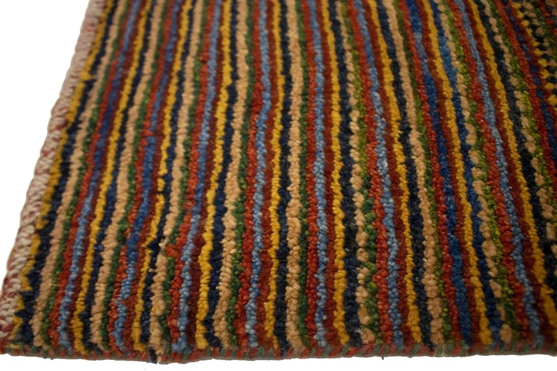 Vintage Multicolored Stripes Tribal 3X4 Gabbeh Persian Rug - 7