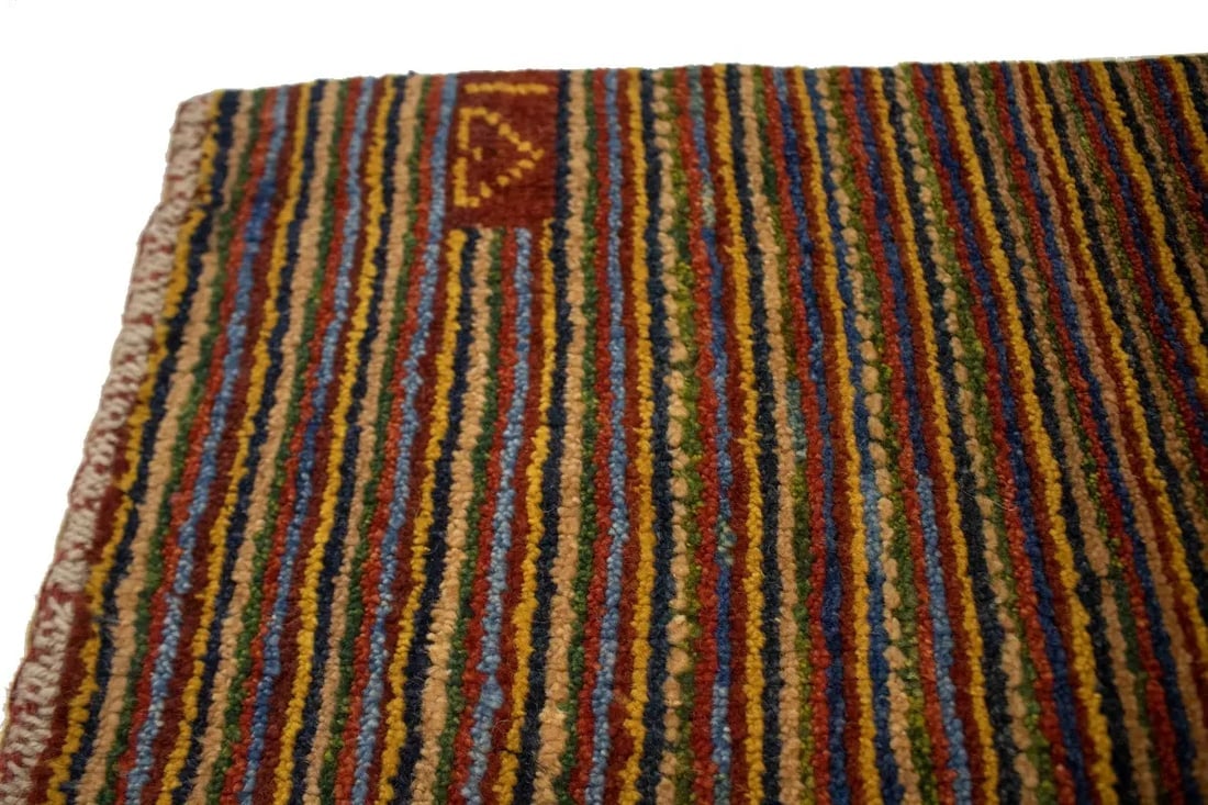 Vintage Multicolored Stripes Tribal 3X4 Gabbeh Persian Rug - 8