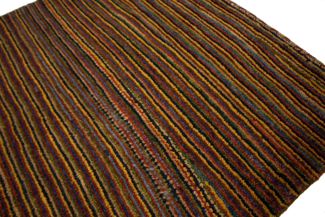 Vintage Multicolored Stripes Tribal 3X4 Gabbeh Persian Rug - 9