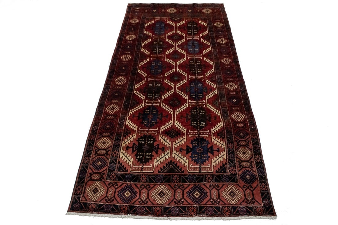 Vintage Red Tribal 5X12 Balouch Yalameh Persian Runner Rug - 13