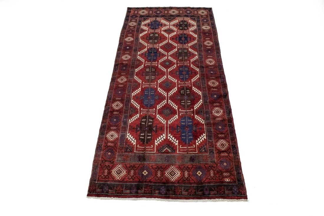 Vintage Red Tribal 5X12 Balouch Yalameh Persian Runner Rug - 3