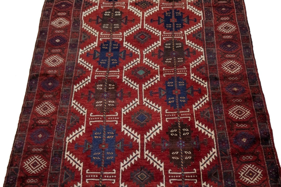 Vintage Red Tribal 5X12 Balouch Yalameh Persian Runner Rug - 4