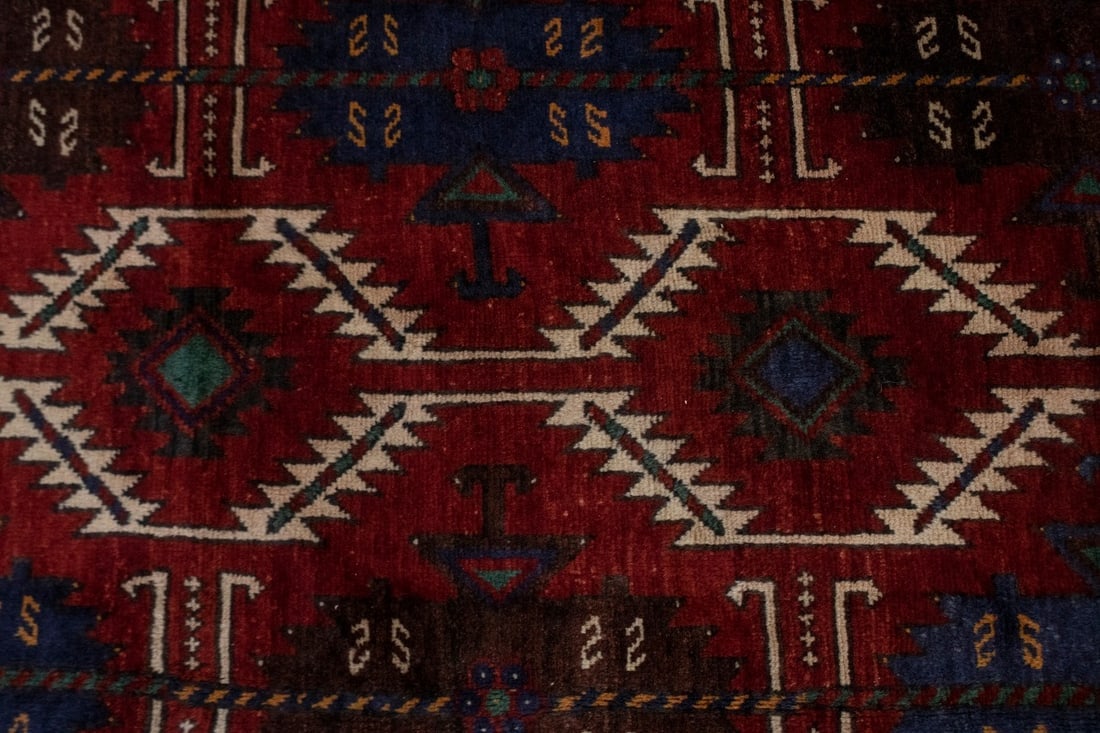Vintage Red Tribal 5X12 Balouch Yalameh Persian Runner Rug - 6