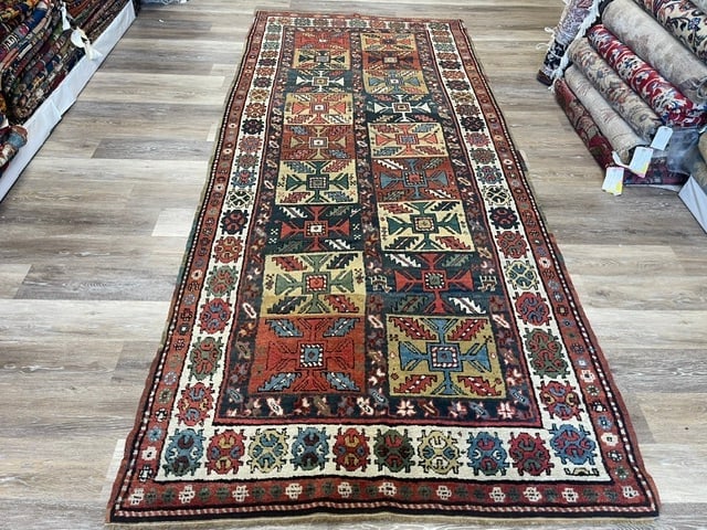 Antique Kazak caucasian Runner-4244: Title:Antique Kazak caucasian Runner-4244 Description:Gorgeous antique kazak caucasian Runner from southwest Caucasian, size 4 ft.4 inches by 8 ft. 10 inches, circa late 19th century in excellent