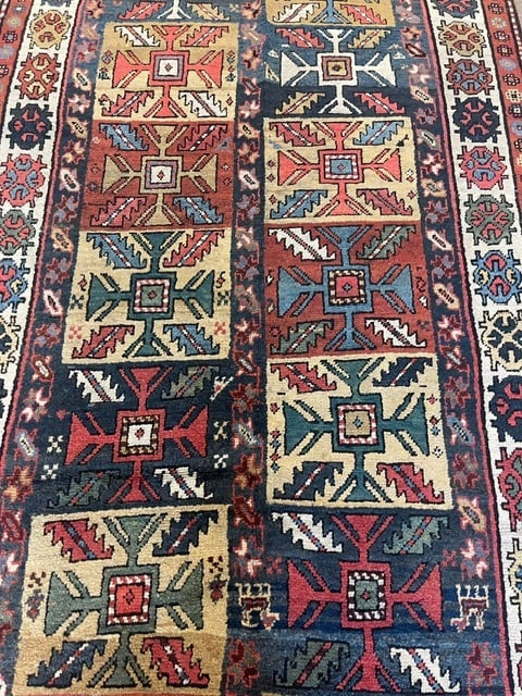 Antique Kazak caucasian Runner-4244 - 4