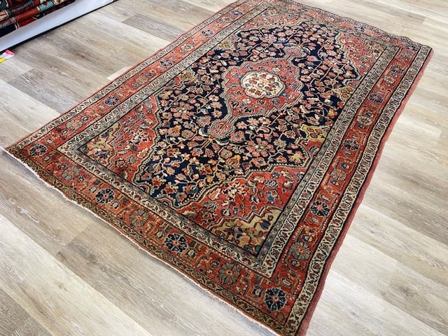 Antique Persian Blue Sarouk Rug-3902 - 8