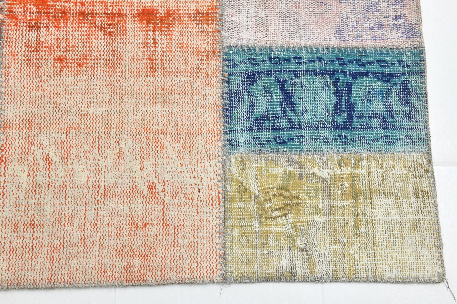 8'4'' x 11'7'' Handmade Vintage Wool Patchwork Rug - 482 - 13