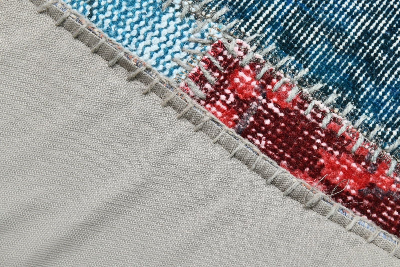 8'4'' x 11'7'' Handmade Vintage Wool Patchwork Rug - 482 - 15