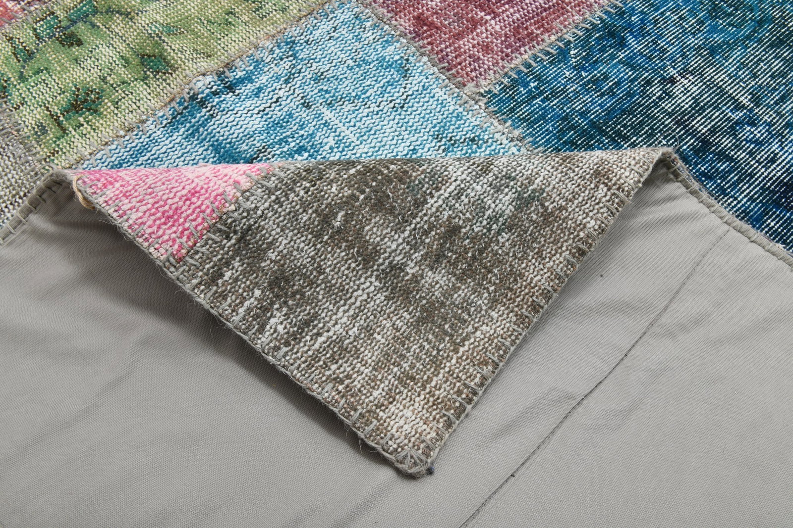 8'4'' x 11'7'' Handmade Vintage Wool Patchwork Rug - 482 - 16