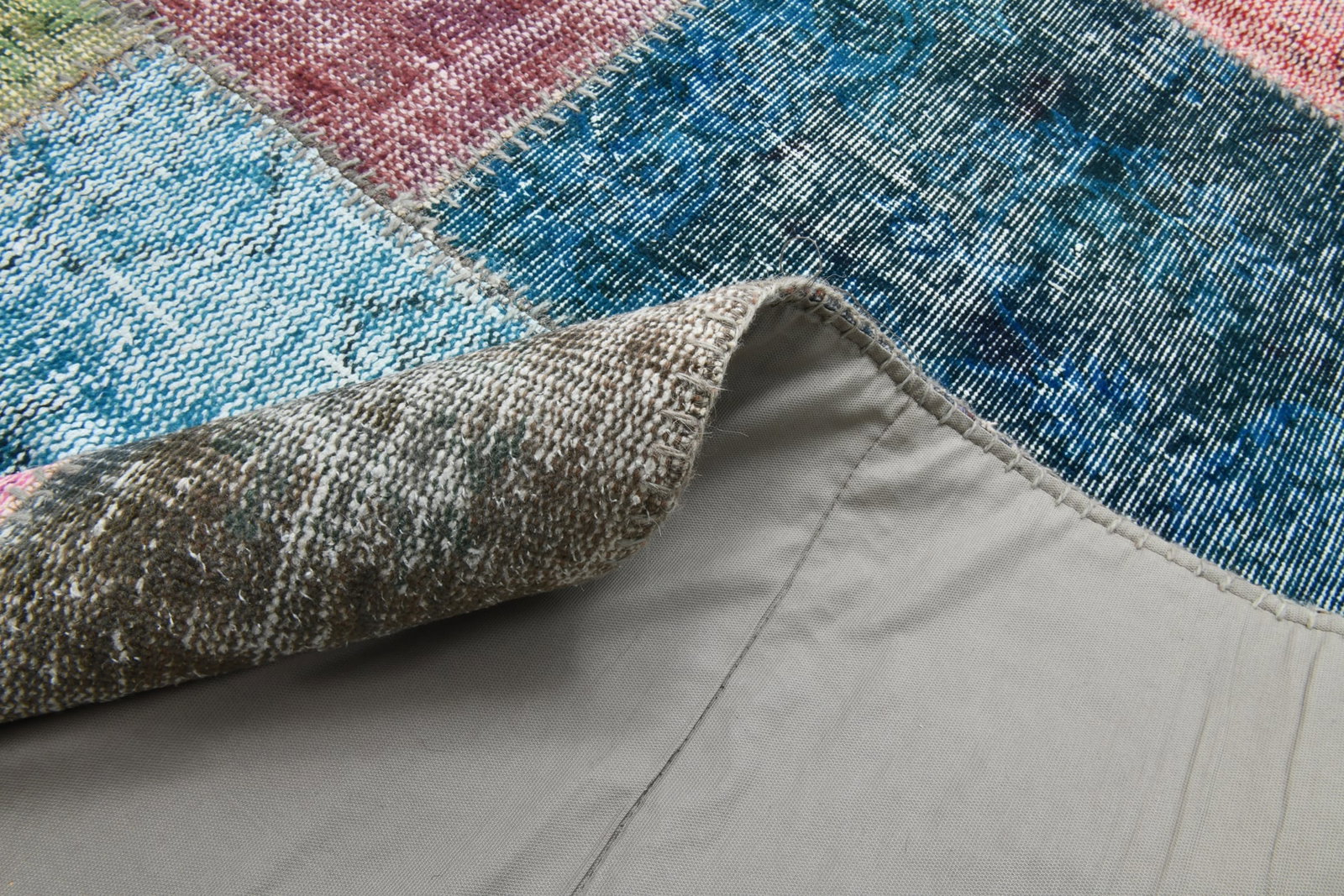 8'4'' x 11'7'' Handmade Vintage Wool Patchwork Rug - 482 - 17