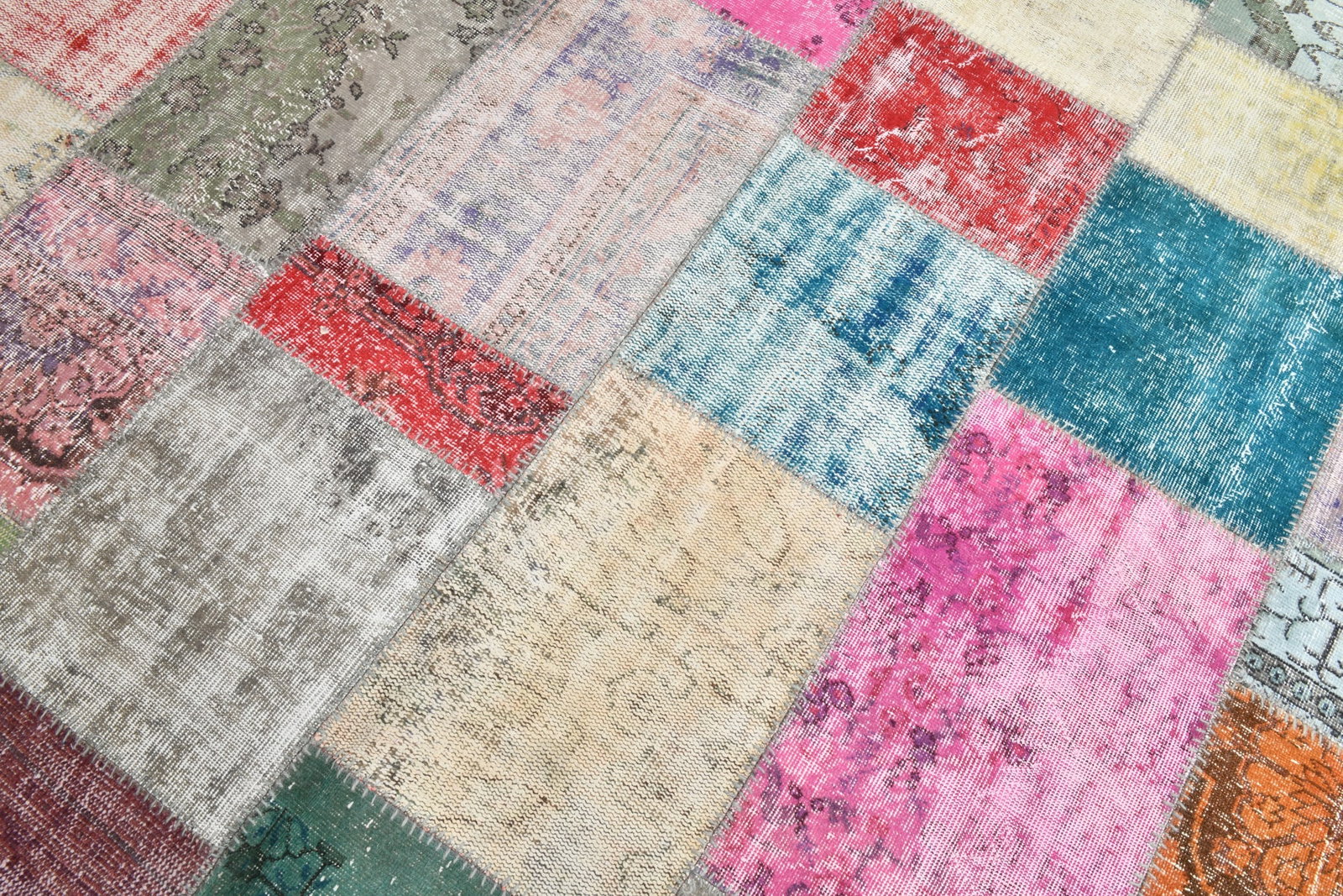 8'4'' x 11'7'' Handmade Vintage Wool Patchwork Rug - 482 - 6