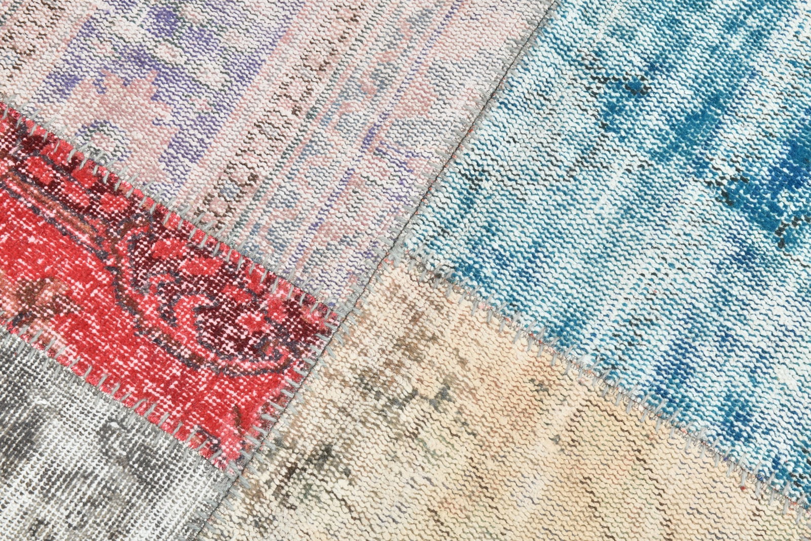 8'4'' x 11'7'' Handmade Vintage Wool Patchwork Rug - 482 - 7