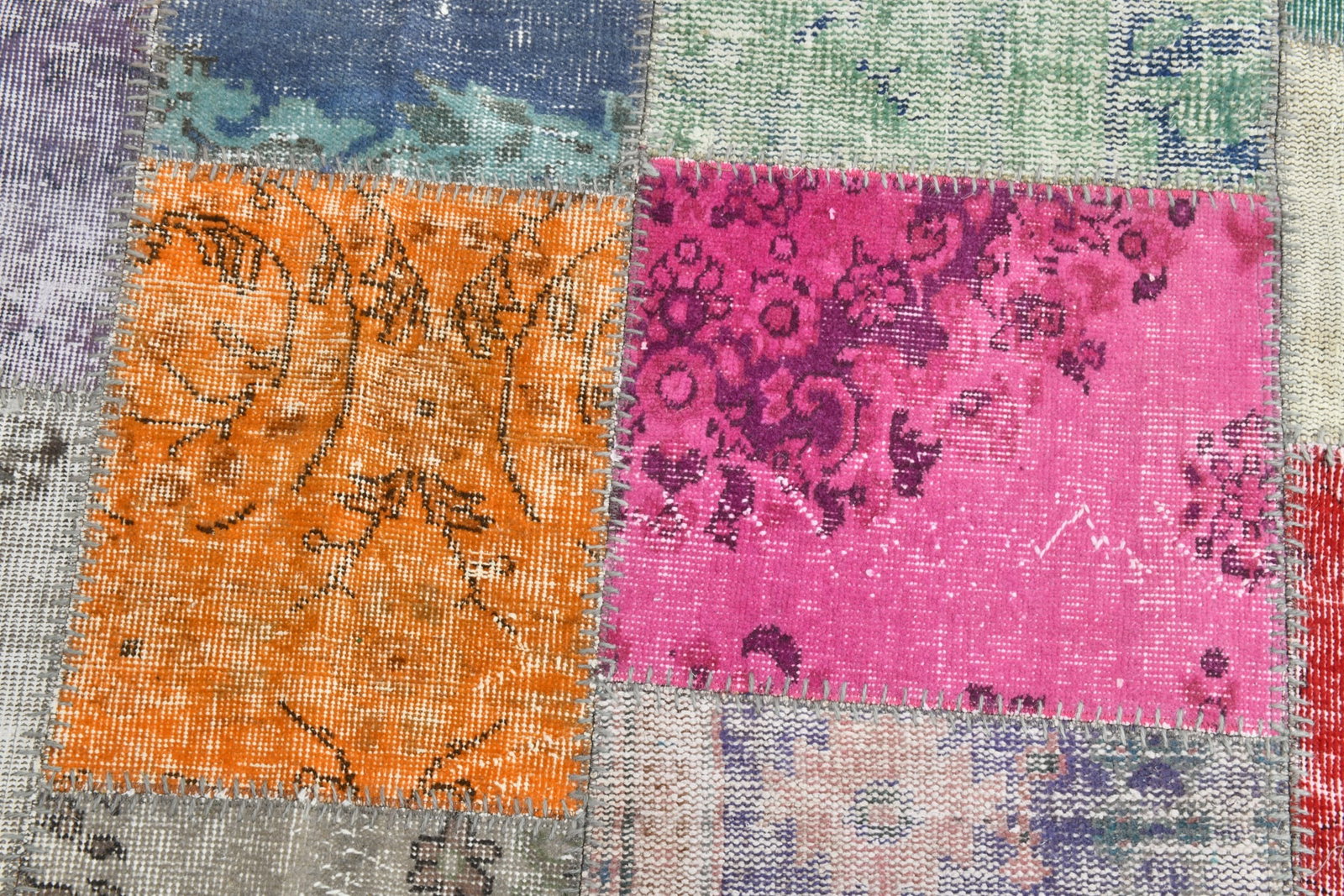 8'4'' x 11'7'' Handmade Vintage Wool Patchwork Rug - 482 - 8