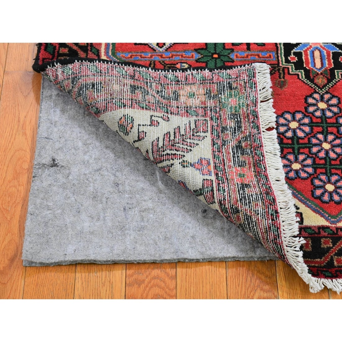 Red Vintage Persian Hamadan Excellent Condition Tribal Design Wool Rug - 2