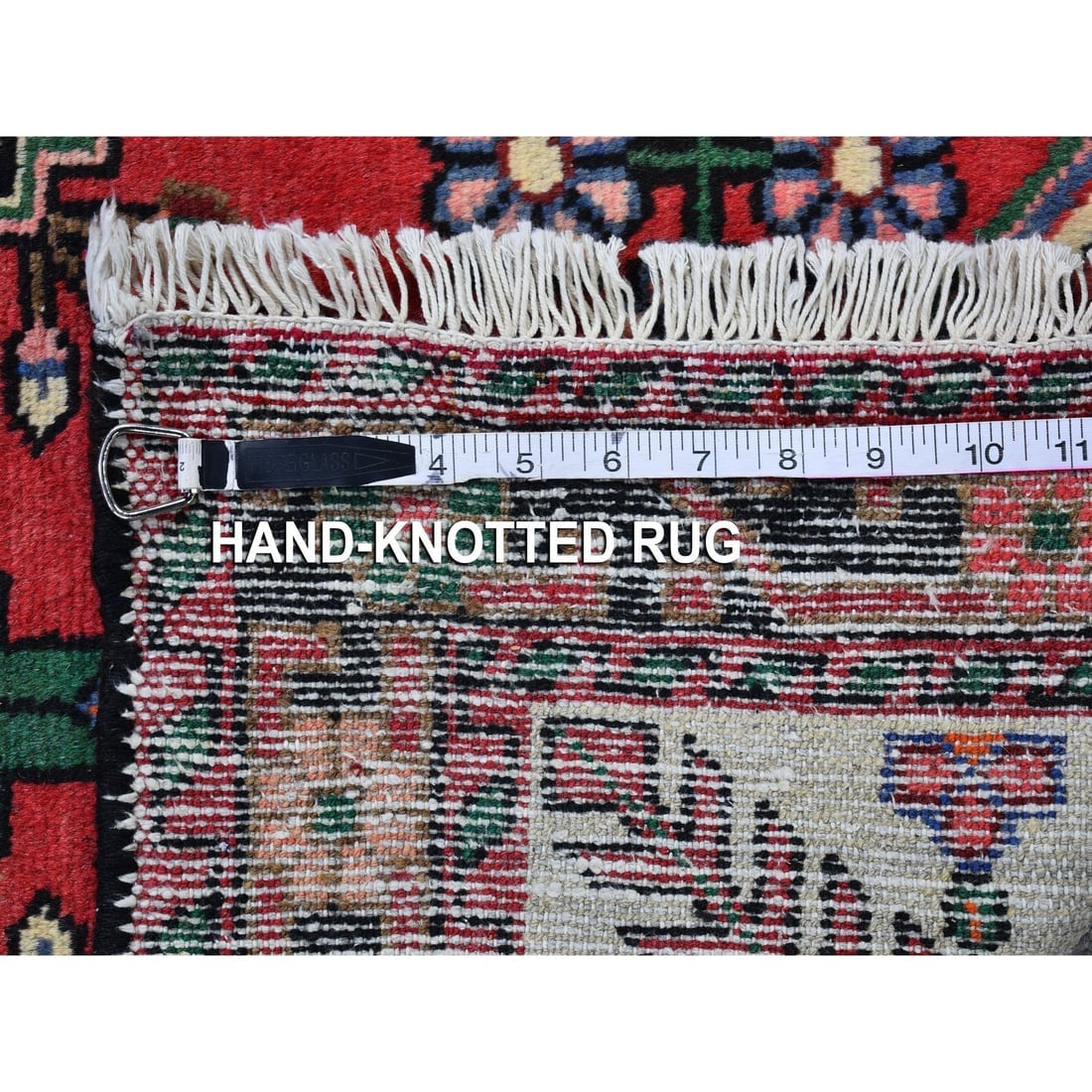 Red Vintage Persian Hamadan Excellent Condition Tribal Design Wool Rug - 5