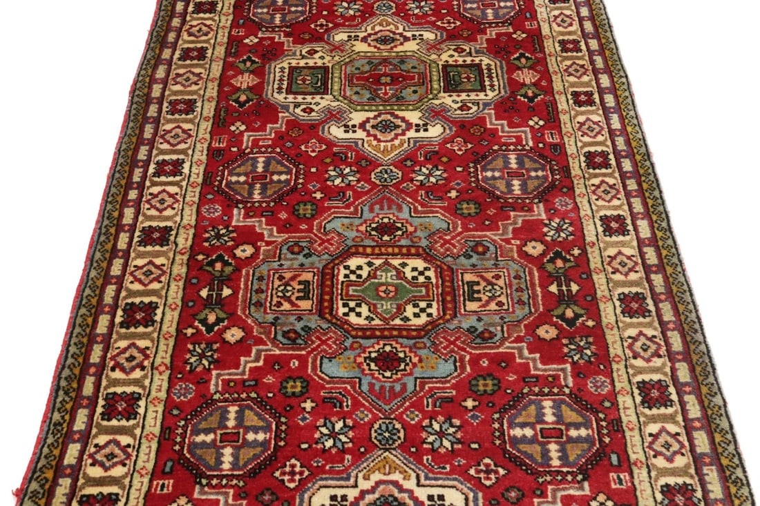 Vintage Floral Red 3X12 Tabriz Persian Runner Rug - 15