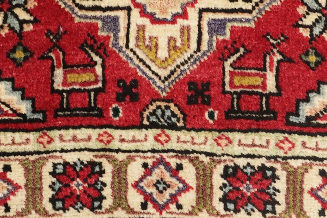 Vintage Floral Red 3X12 Tabriz Persian Runner Rug - 16