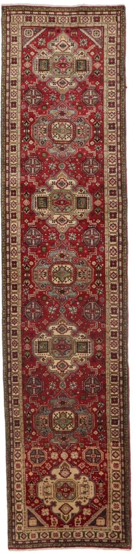 Vintage Floral Red 3X12 Tabriz Persian Runner Rug: Title: Vintage Floral Red 3X12 Tabriz Persian Runner Rug Description:Hand Knotted vintage 3X12 red Persian runner made with vegetable dyes (fine wool pile and cotton foundation), exceptional knot coun