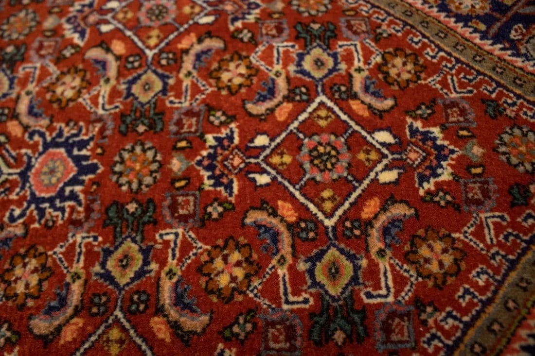 Vintage Rust Orange Floral 4X5 Bidjar Persian Rug - 10