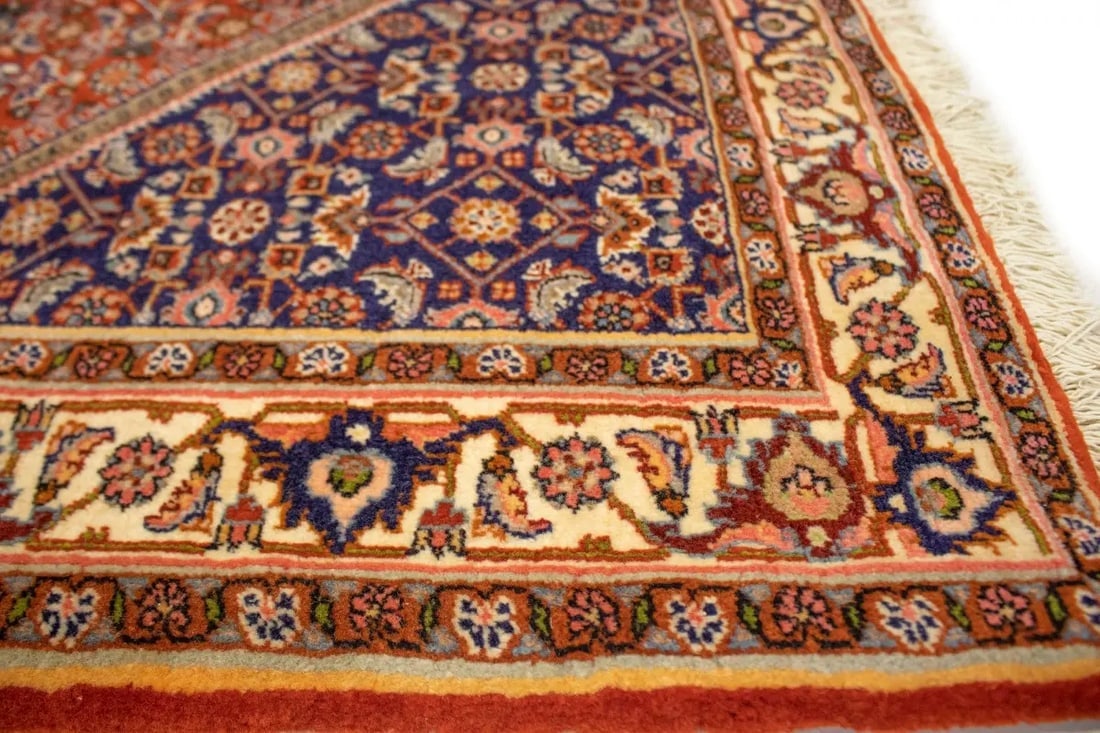 Vintage Rust Orange Floral 4X5 Bidjar Persian Rug - 13