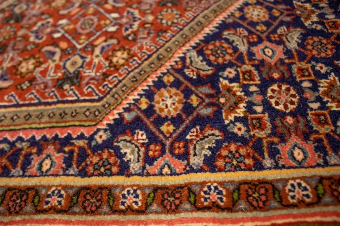 Vintage Rust Orange Floral 4X5 Bidjar Persian Rug - 14