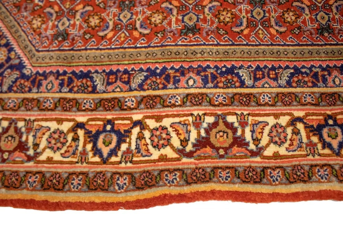 Vintage Rust Orange Floral 4X5 Bidjar Persian Rug - 15