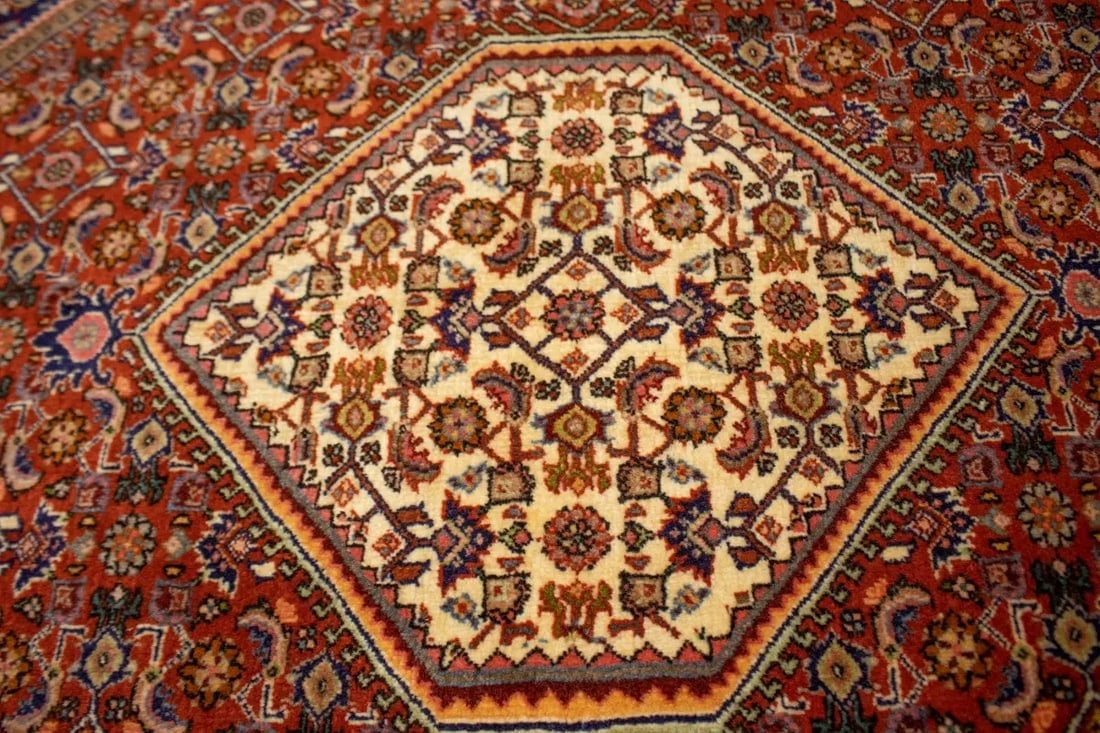 Vintage Rust Orange Floral 4X5 Bidjar Persian Rug - 7