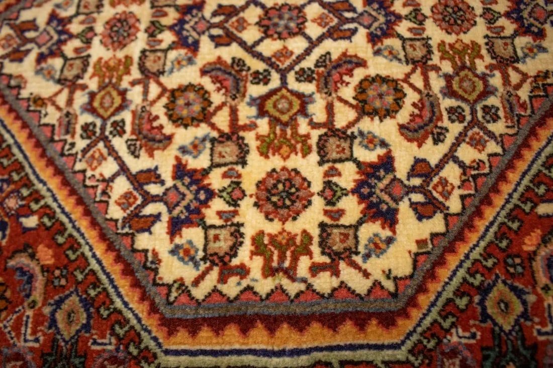 Vintage Rust Orange Floral 4X5 Bidjar Persian Rug - 8